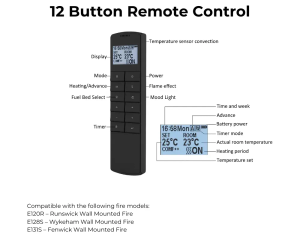 12 Button Electric Fire Remote Control
