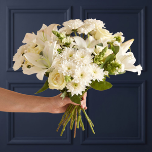 White Lily, Rose and Chrysanthamum Bouquet