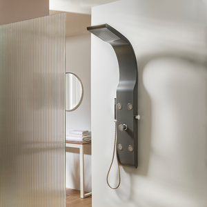 Milano Barton - Modern Shower Tower Panel with Shower Head, Hand Shower and Body Jets - Anthracite