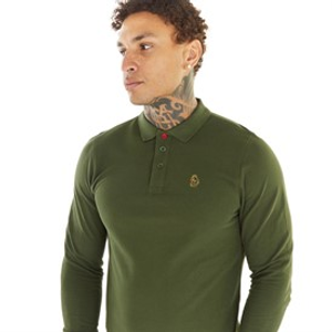 LUKE 1977 Mens Williams Long Sleeve Polo Shirt Rifle Green
