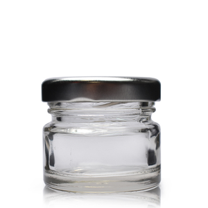 30ml (1oz) Mini Glass Honey Jar With Lid - Silver