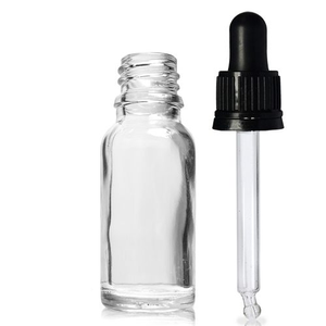 15ml Clear Glass Dropper Bottle With Glass Pipette And Wiper