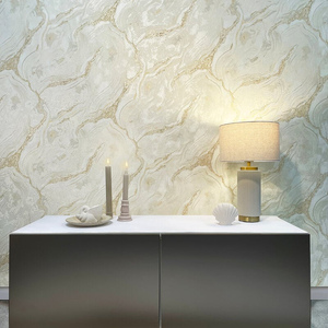 Rasch Palmetto Marble Natural/Gold Glitter Metallic Wallpaper - 529425