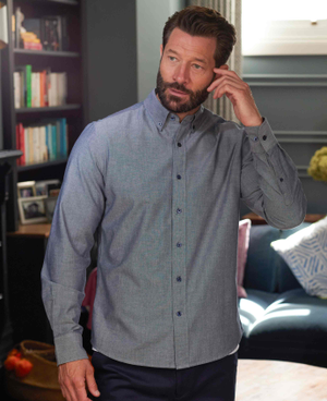 Navy Slim Fit Chambray Oxford Shirt [RTC]