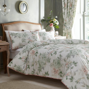 Appletree Heritage Campion Duvet Cover Bedding Set Green Coral