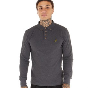 Brave Soul Mens Oregon Long Sleeve T-Shirt Dark Charcoal Marl