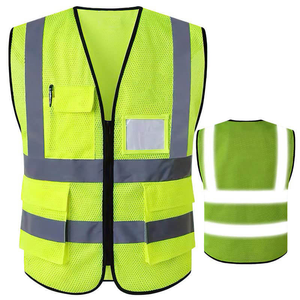 Mesh Reflective Safety Vest with Pockets and ID Badge Holder Unisex Workwear with High Visibility Yellow - 4XL