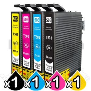 4 Pack Compatible for Epson 503XL High Yield Inkjet Cartridge Combo C13T09R192 - C13T09R492 [1BK,1C,1M,1Y]