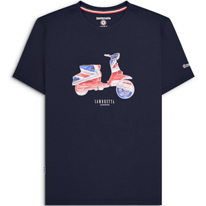 Lambretta Mens Scooter Flag Short Sleeve Crew Neck T-Shirt - L / Navy