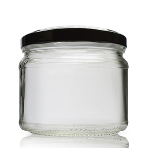 330ml Clear Glass Jar With Lid - Black