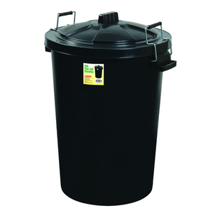 Dustbin Black with Metal Clip On lid 85L