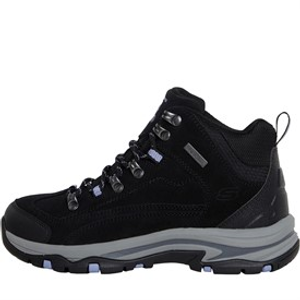SKECHERS Womens Trego Alpine Trail Waterproof Walking Boots Black Suede/Lavender Trim