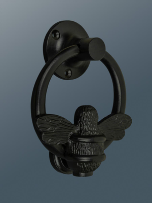 Brass Bumble Bee Ring Door Knocker - Matte Black - 130 x 100mm
