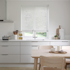 Warm White Faux Wooden Blinds 50mm