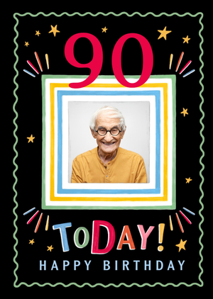 Happy Birthday 90 Today Photo Upload Card With Editable Age