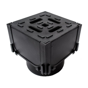 HexDrain Corner Unit Black Plastic Grating, Vertical Outlet 19559