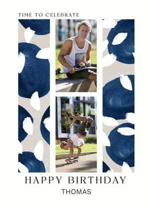 Stylish Brushstroke Painted Pattern Photo Upload Birthday Card