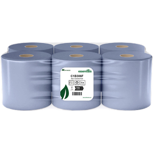 essentials  Centrefeed Paper Centrefeed Blue 1 Ply 300 m C1B306FDS 6 Rolls of 750 Sheets
