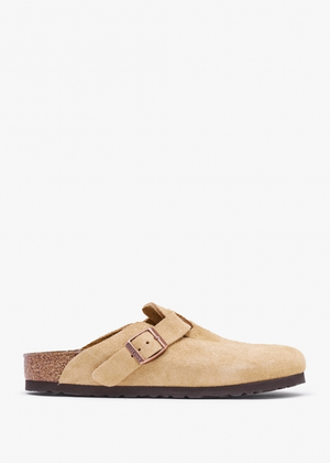 Boston Latte Cream Suede Leather Clogs