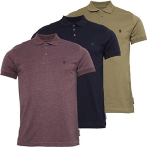 French Connection Mens Three Pack Jersey Polo Shirts Multi 6 - Marine/Chateaux Melange/Khaki