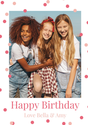 Dotty Modern Stylish Photo Upload Happy Birthday Card