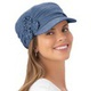 Floral Embellished Hat - blue