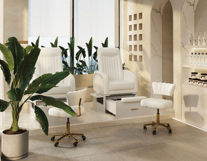 Esthetix Sienna therapist stool, white/gold