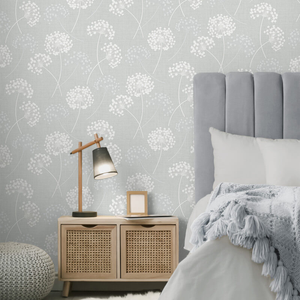 Fine Decor Grace Allium Flower Grey/Silver Wallpaper - FD43284