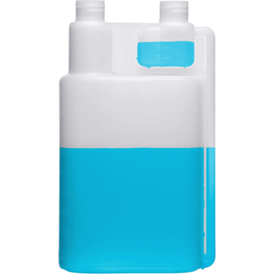 32 oz. Natural HDPE Plastic Bettix Twin Neck Bottle with 1 oz. Dosage Chamber 28mm 28-410