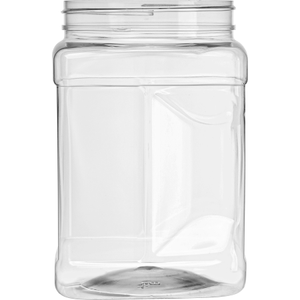 64 oz. Clear PET Plastic Square Grip Jar 110mm 110-400