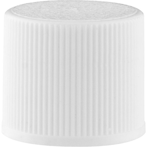 15mm 15-415 White Ribbed (Matte Top) Plastic Cap w/Foam Liner (3-ply)
