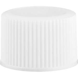 18mm 18-410 White Ribbed (Matte Top) Plastic Cap w/Foam Liner (3-ply)