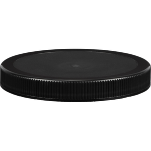 110mm 110-400 Black Ribbed (Matte Top) Plastic Cap w/HIS for PET/PVC