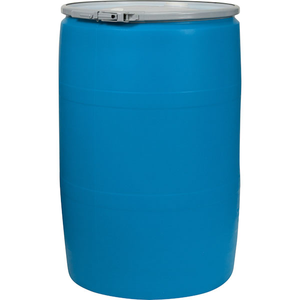 55 Gallon Blue Plastic Drum UN Rated Cover w/Metal Lever Lock 2" & 3/4" Fittings