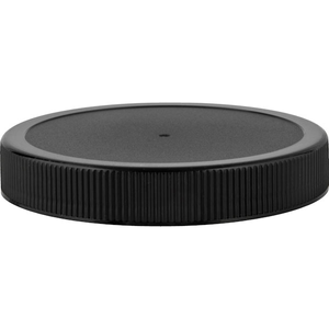 89mm 89-400 Black Ribbed (Matte Top) Plastic Cap w/Foam Liner (3-ply)