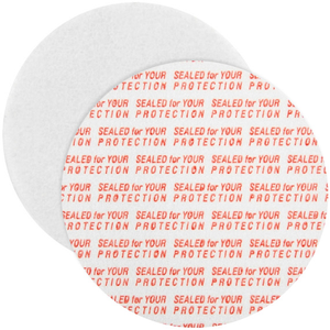 58mm Pressure Sensitive Liner "Sealed for Your Protection" in Red