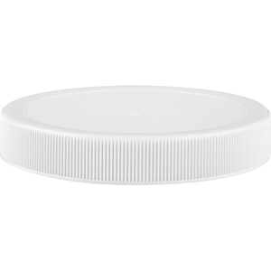 89mm 89-400 White Ribbed (Matte Top) Plastic Cap w/Pressure Sensitive Liner