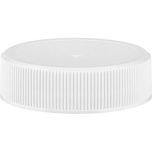 38mm 38-400 White Ribbed (Matte Top) Plastic Cap w/HIS for HDPE