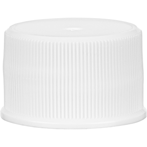 24mm 24-410 White Ribbed (Matte Top) Plastic Cap w/Foam Liner (3-ply)