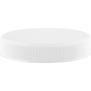 53mm 53-400 White Ribbed (Matte Top) Plastic Cap w/HIS for HDPE