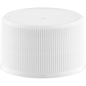 28mm 28-410 White Ribbed (Matte Top) Plastic Cap w/F217 & Pressure Sensitive Liner