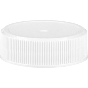 33mm 33-400 White Ribbed (Matte Top) Plastic Cap w/Foam Liner (3-ply)