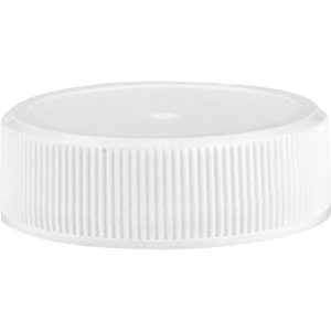 33mm 33-400 White Ribbed (Matte Top) Plastic Cap w/HIS for HDPE