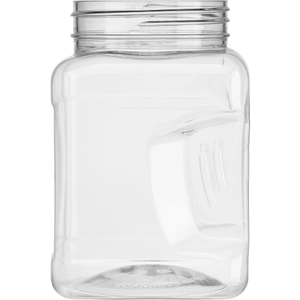 16 oz. Clear PET Plastic Square Grip Jar 63mm 63-400