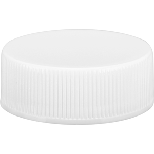 28mm 28-400 White Ribbed (Smooth Top) Plastic Cap w/HIS TE Liner for PET/PVC