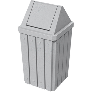32 Gallon Light Granite Slatted Square Trash Receptacle Swing Top Lid