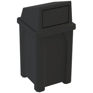32 Gallon Black Square Trash Receptacle Dome Top Lid
