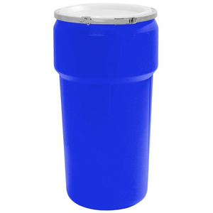 20 Gallon Blue Plastic Drum Taper Sided UN Rated Cover w/Metal Lever Lock