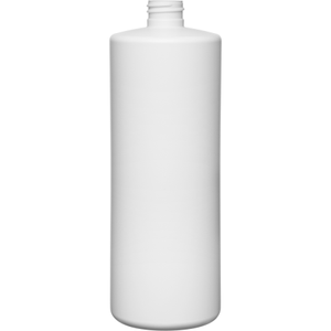 32 oz. White HDPE Plastic Cylinder Bottle 28mm 28-410 58 Grams