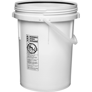 5 Gallon White Threaded Plastic Pail w/Plastic Handle Life Latch UN Rated